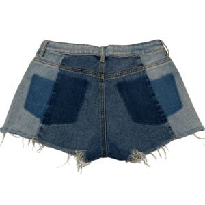 Pacsun High Rise Jean Shorts Patchwork Denim Cotton Womens 26 Short Frayed Hem